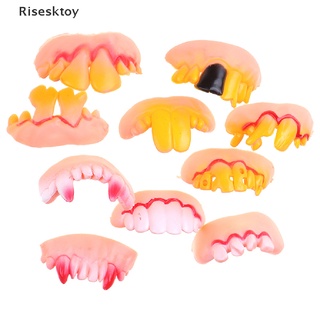 Risesktoy 10pcs Funny Goofy Fake Vampire Denture Teeth Halloween Decor Prop Trick Toy *Hot Sale