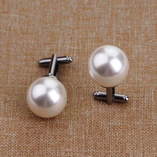 cufflinks imitación de perlas para hombre redondo blanco cuentas de imitación de mujer grande brillante camisa de agarre de negocios botones para boda traje (1)