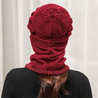 ROW sombrero de invierno para mujer a prueba de viento sombrero de lana bufanda gorra ciclismo al aire libre más engrosamiento terciopelo cálido pasamontañas gorros Multicolor (7)