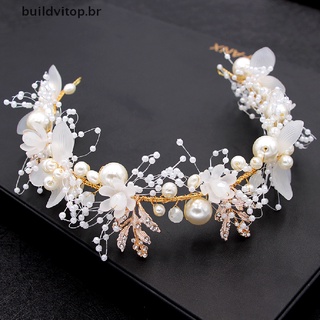 Diadema De novia hecha A mano con perlas De Cristal accesorios para el cabello joyería De boda (Buildvitop)