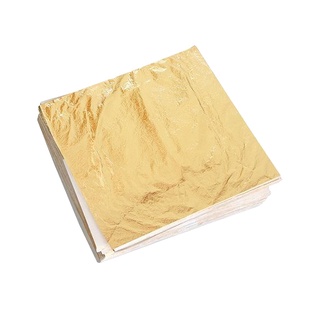 100 piezas de papel de imitación de papel dorado, diseño de manualidades, 14 x 14 cm, hojas de papel de oro