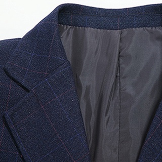 [gcei] moda de los hombres de cuadros casual traje solapa slim fit elegante chaqueta abrigo (4)