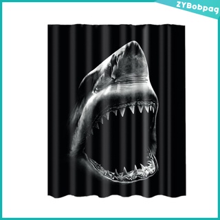 Cortina de ducha de cabeza de tiburón transparente baño impermeable Panel decoración 12 ganchos