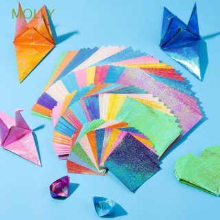 molly 50 hojas de regalo brillante papel origami de una sola cara scrapbooking decoración cuadrada plegable papeles mezclados de color brillante hecho a mano material de papelería suministros de varios tamaños diy accesorios