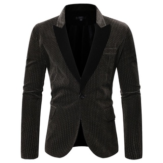 [gcei] hombre elegante casual patchwork negocios boda fiesta outwear abrigo traje tops (1)