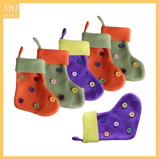 [SHIWAKI] 6 botones de navidad calcetín árbol colgante de navidad calcetín de caramelo decoraciones (1)