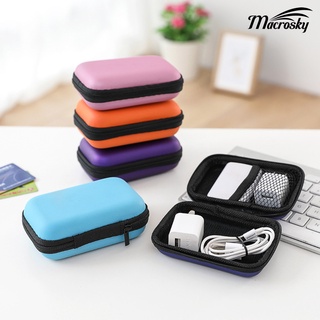 Macrosky Portable Square/Rectangle Nylon USB Disk Earphones Storage Bag Organizer Case