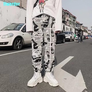 [ffwerder] hombre mujer cómic impreso casual suelto hip hop harajuku deporte pantalones streetwear (3)