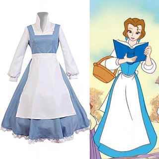 La bella y la bestia cos Bell disfraz de sirvienta azul Halloween cos vestido de princesa cosplay disfraz