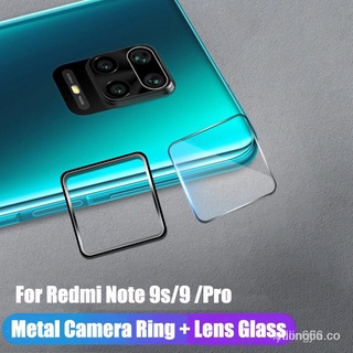 🙌 Anillo de Metal + cubierta de vidrio templado para Xiaomi Redmi Note 9S 9 Pro Max Protector de lente de cámara fcwz