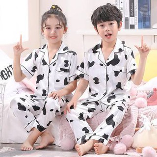 3-16años Niños Bebé Niñas Pijamas Seda Satén Baju Tidur