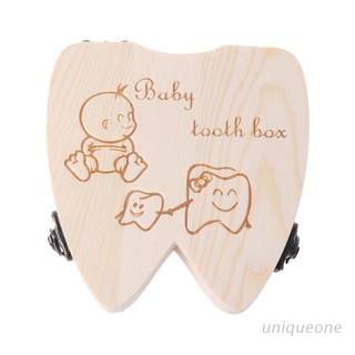 uni caja de dientes de bebé de madera para dientes de leche organizador de almacenamiento de niños niñas guardar estuche de recuerdo