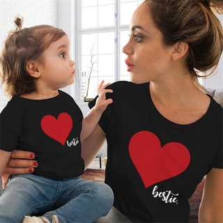 ropa para madre y me combinamos con estampado familiar de ropa de verano amor camiseta para madre e hija ropa de ojos familiar (1)