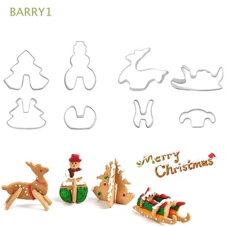 Barry1 Fondant molde de galletas de pastelería decoración de navidad cortadores de galletas Set 3D 8Pcs cocina acero inoxidable masa de navidad herramientas de hornear