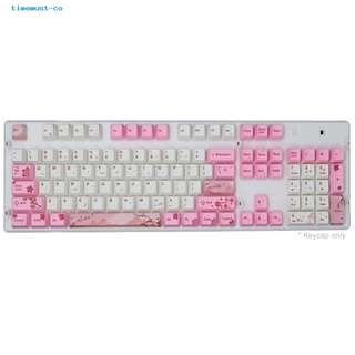 TI 104 Keys PBT Pink Sakura Pattern Keycaps Replacement Set Keyboard Accessory