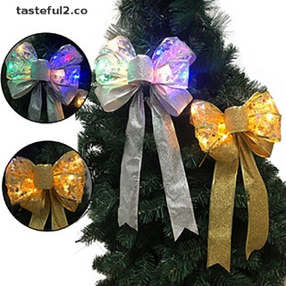 tast navidad brillante bowknot plata impreso arco con luces led regalo de navidad co