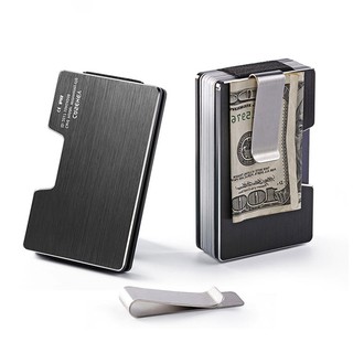 Rfid Anti Metal titular de la tarjeta de los hombres cartera bolsa de dinero negro delgado masculino Mini Smart Magic minimalista cartera de aluminio 2021