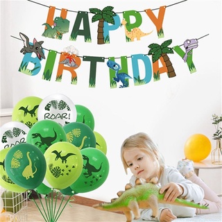 Daphne 33pcs uso ancho dinosaurio tema seguro y no tóxico feliz cumpleaños decoración globos de cumpleaños conjunto fácil de operar favores para niños niños niño Durable de alta calidad látex jurásico suministros de fiesta (6)