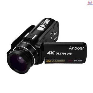 [L.S]Andoer 4K Ultra HD portátil DV profesional cámara de vídeo Digital CMOS Sensor videocámara con lente de gran angular 0.45X con Macro Hot Shoe Mount 3.0 pulgadas IPS Monitor Burst Shooting función Anti-Shaking