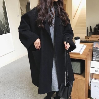 Más El Tamaño Suelto Oversize Silueta Tweed Abrigo De Las Mujeres Coreano Largo Lana (3)