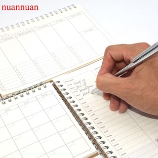 NUANNUAN diario semanal planificador mensual calendario cuaderno Agenda tabla de tiempo a hacer lista cubierta de papel Kraft