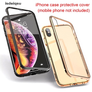 isdeiqsu 360 Magnetic Metal Case For iphone 11 12 Double Side tempered Glass Cover Case CO