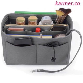 kar2 monedero organizador insertar bolsa de fieltro con cremallera bolso tote shaper multi bolsillos grandes bolsas de almacenamiento
