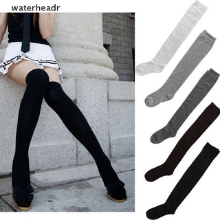 (waterheadr) calcetines altos del muslo sexy mujeres chica sobre la rodilla calcetines de moda de algodón de punto medias en venta