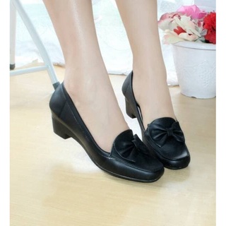 Mujer Formal oficina trabajo Pantofel cuñas zapatos cinta de cuero OTC02 - negro, 37