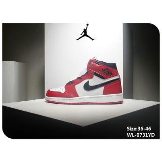 Nike Air Jordan AJ1 Nike zapatos de baloncesto Nike deporte zapatos Kasut Nike Unisex zapatos rojo blanco·