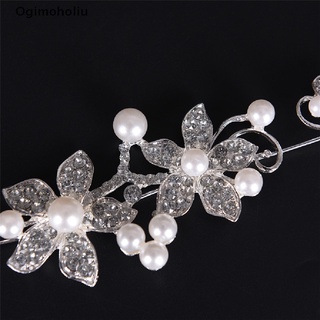 Ogimoholiu - diadema de perlas con diamantes de imitación de cristal, plata, boda, fiesta, Tiara, nupcial