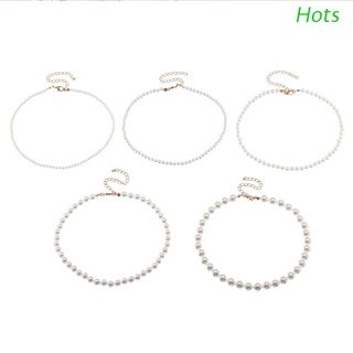 Hots 5 pzs/juego de cuentas de perlas redondas collar collar perla Para mujer regalo de joyería charm