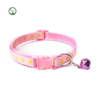 collar ajustable con hebilla de campana con estampado de estrellas/perro/perro/cachorro/correa de cuello de gato (4)