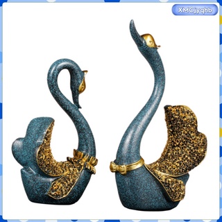 2 piezas estatua amante de cisne escultura de resina adornos de mesa artesanía decoración del hogar