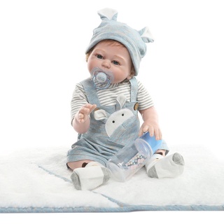 dlophkde 19in reborn muñeca realista de silicona completa vinilo recién nacido bebé juguete niño ropa chupete realista regalos hechos a mano (4)