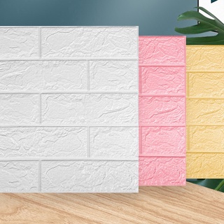 -20 Pegatinas de pared 35 x Cm 3D, espuma autoadhesiva, ladrillo, decoración de habitación, papel pintado DIY, pegatina de pared, color blanco (2)