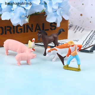Bsbl DIY Granja Trabajador Cerdo Caballo Vaca Pato Animal Modelo Miniatura Decoración Bling