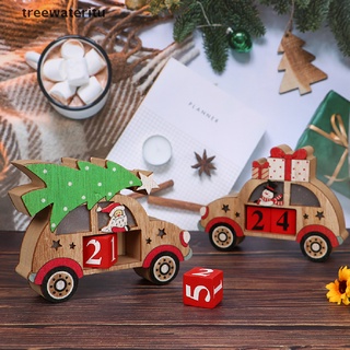[tu] calendario de navidad santa claus de madera para el hogar adorno de cuenta regresiva caja de regalo.