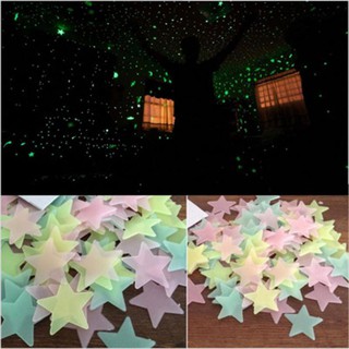 100 pzs calcomanías de estrellas que brillan en la oscuridad luminosas en la pared para niños sala de estar decoración del hogar (7)