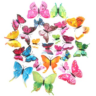 12 pzs pegatinas de pared coloridas creativas 3D de doble capa/espejo de mariposa