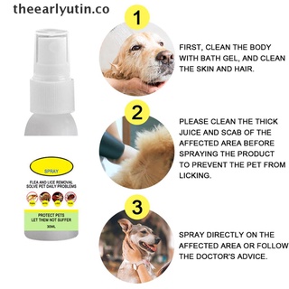 yutin - spray para control de pulgas y garrapatas para perros de gato, seguro de usar 30 ml de suministros de plagas.