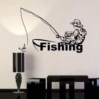 Moderna decoración del hogar vinilo adhesivo de pared pesca Club pescador barco pegatinas en la pared decorativa sala de estar extraíble Mural FS05 (1)