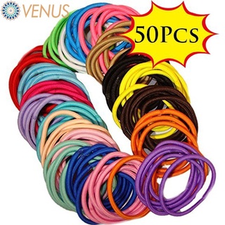 50 piezas de cuerda elástica para mujeres, lazos para el cabello, cola de caballo, diademas