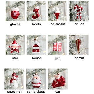 Lansel 2 piezas/paquete combinación colgante de cinco puntas decoraciones estrella de navidad helado nuevo año nuevo muñeco de nieve casa árbol de navidad (2)