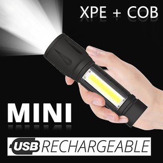 3 modos recargable impermeable led antorcha luz con clip xpe + cob usb cargazoomable linterna portátil (1)