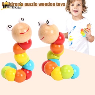 Fbyuj gusano Twist bebé juguetes títere cognición juguetes educativos torcido bloques de construcción de forma intercambiable bloques de madera para bebé