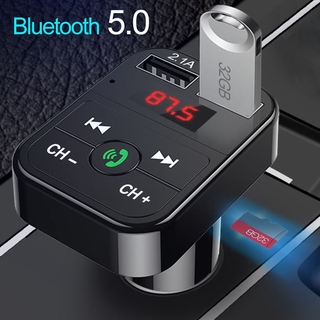 Coche Bluetooth 5.0 Transmisor FM Receptor De Audio Manos Libres Inalámbrico Reproductor De MP3 Automático 2.1A Cargador Rápido USB Dual (1)