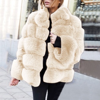 benjanies.co tienda Flash venta CoatWomen más el tamaño corto abrigo de imitación caliente peludo FauxLong chamarra manga prendas de abrigo