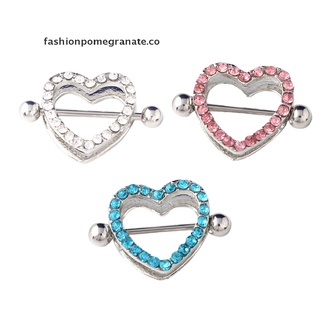 【pomegranate】 1pc/1pair Heart Shaped Nipple Shield Nipple Ring Steel Barbell Piercing Jewelry 【CO】