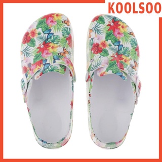 [Koolsoo] zuecos de Chef impresos con flores para mujer, antideslizantes, zapatos de enfermería, 36, 37